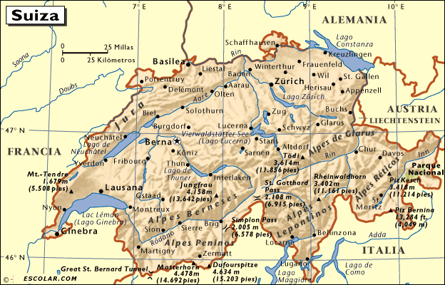 Mapas de Escolar.com - Mapa de Suiza