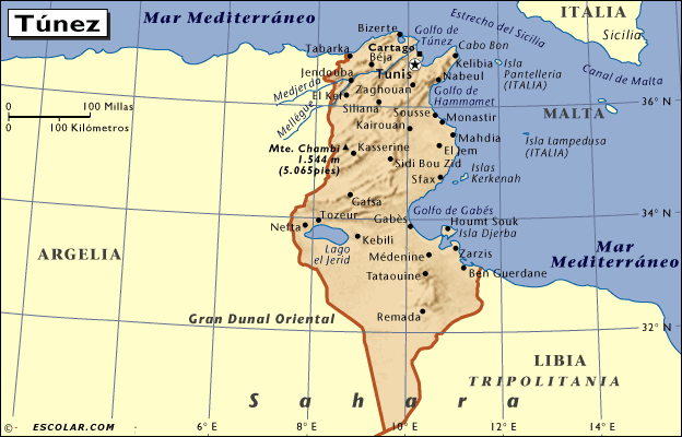 Mapa De Tunez
